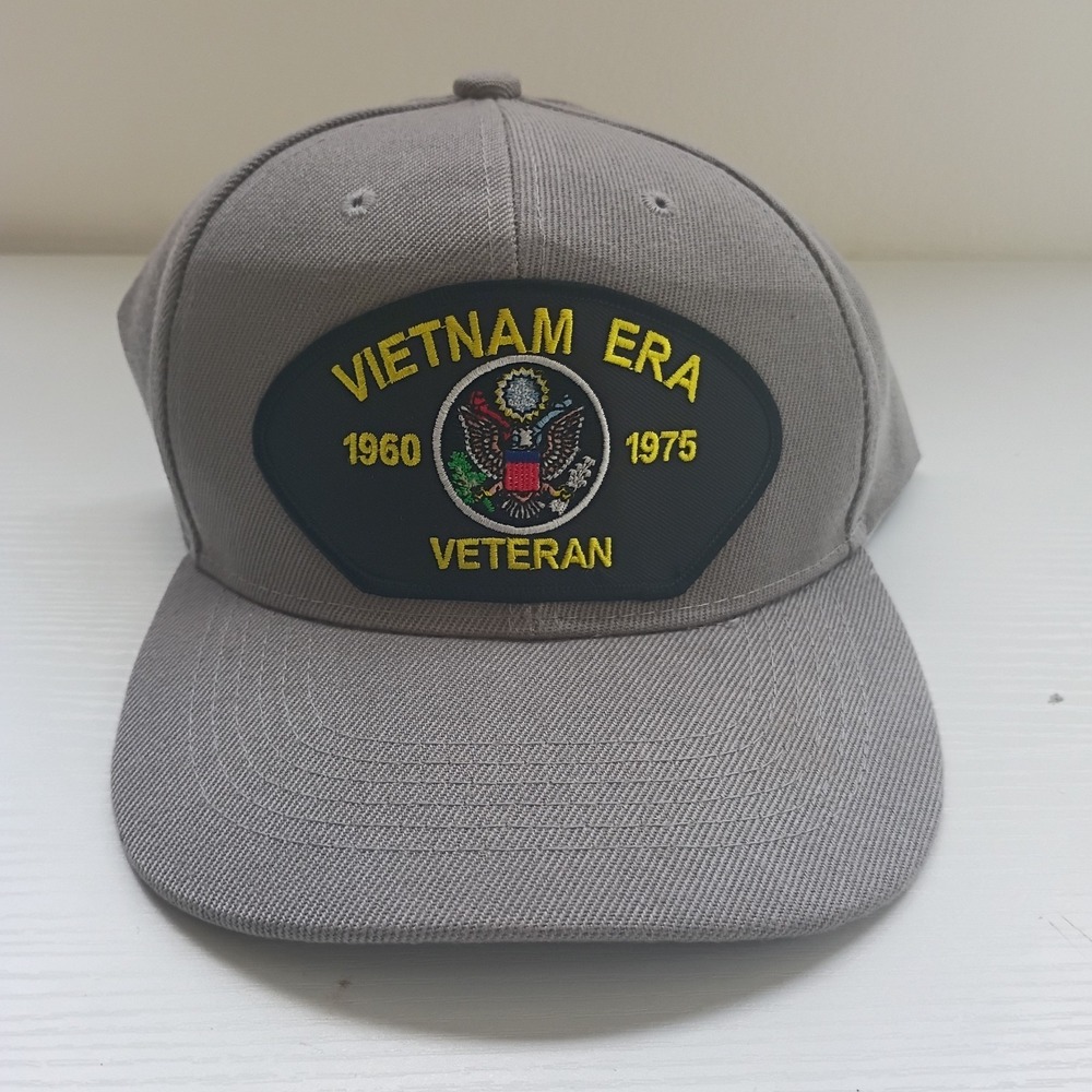 Gray Vietnam Era Veteran Patch Hat Cap Strap Back 1960 1975
